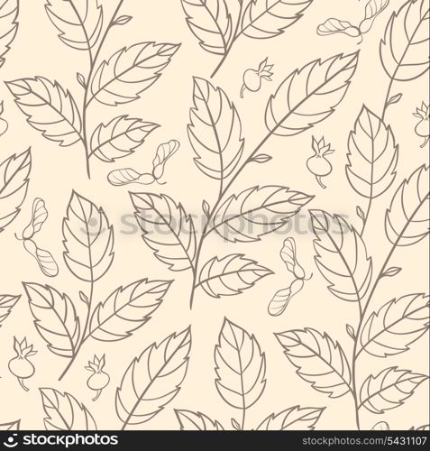 Vector autumn seamless pattern with elm branches