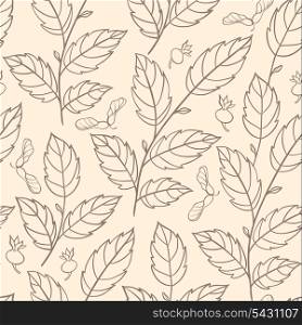Vector autumn seamless pattern with elm branches
