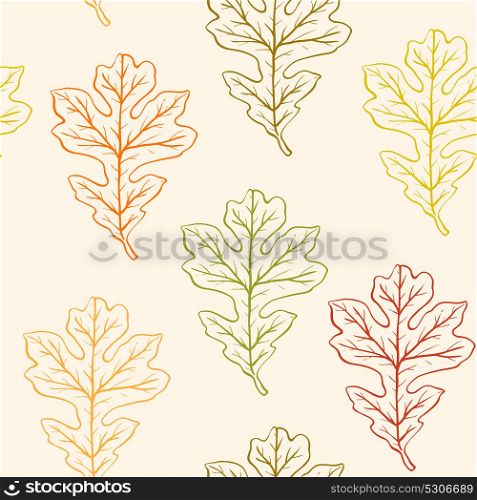 Vector autumn seamless pattern with oak leaves