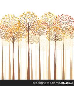 Vector autumn tree on a white background