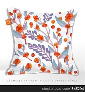 Vector Autumn Wild Flower Seamless Fabric or Wrapping Paper Pattern, Orange & Purple.