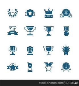 Vector awards, prizes and trophy black signs. Vector awards, prizes and trophy black signs. Prize cup or goblet and prize achievement illustration