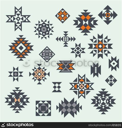 Vector Aztec Style Design Elements. Geometric Design. Can be used for textile, backgrounds, web, wrapping paper, package etc.