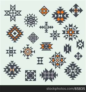 Vector Aztec Style Design Elements. Geometric Design. Can be used for textile, backgrounds, web, wrapping paper, package etc.