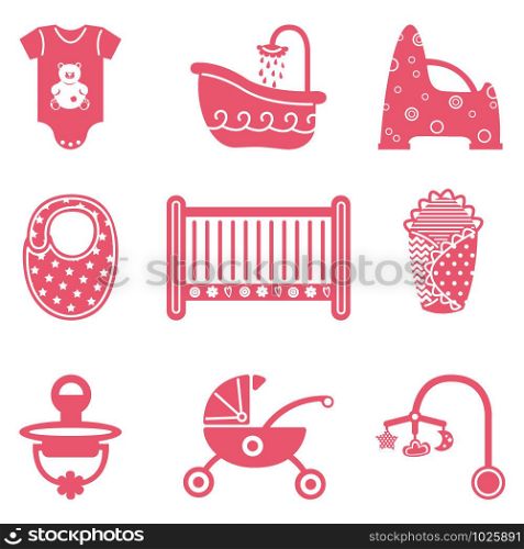 vector baby icons set. baby things