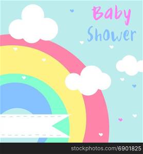 vector baby shower invitation card with rainbow