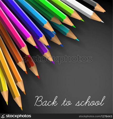 Vector Back to school poster - colorful crayons on white paper