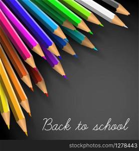 Vector Back to school poster - colorful crayons on white paper