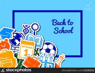 Vector back to school stationery background illustration. Colored poster banner. Vector back to school stationery background illustration