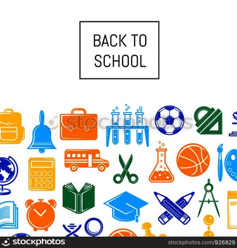 Vector back to school stationery background illustration. Web page colored banner. Vector back to school stationery background illustration