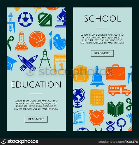 Vector back to school stationery web banner templates illustration. Education card and poster. Vector back to school stationery web banner templates illustration