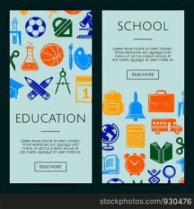 Vector back to school stationery web banner templates illustration. Education card and poster. Vector back to school stationery web banner templates illustration