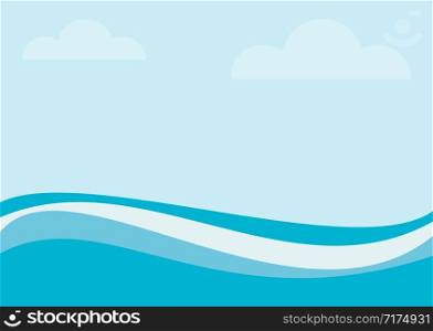 Vector background blue sea, waves and sky. summer concept