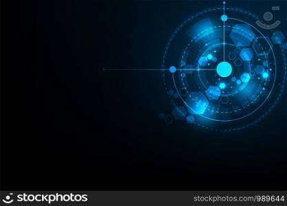 Vector background in the concept of technology on a dark blue background.