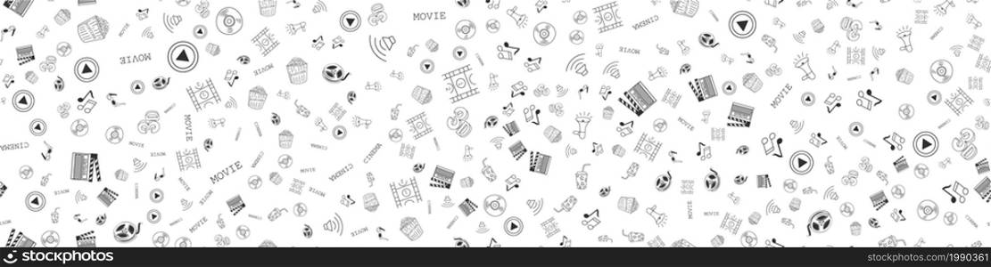 vector background of cinema icons in wide-format