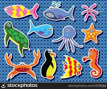 vector background of colorful sea animals