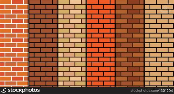 vector background of different brick walls with cement