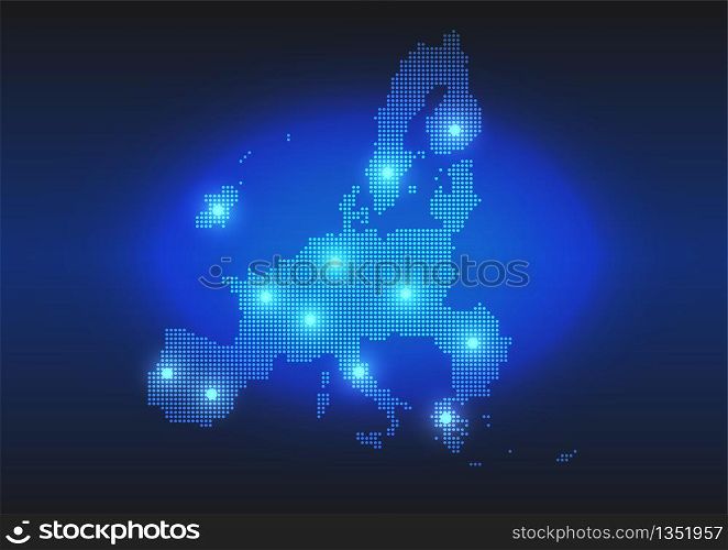Vector Background of EU Dotted Map inTechnology Digital Style