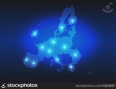 Vector Background of EU Dotted Map inTechnology Digital Style