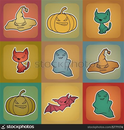 Vector background of Halloween-related objects and creatures.. Vector background of Halloween-related objects and creatures