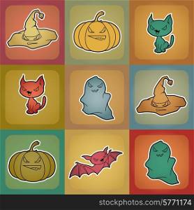 Vector background of Halloween-related objects and creatures.. Vector background of Halloween-related objects and creatures