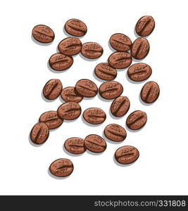vector background of scattered coffee beans