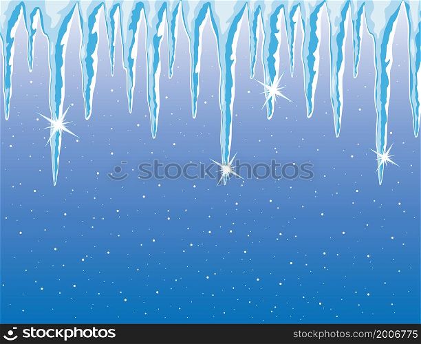 vector background of shiny icicles and snowfall