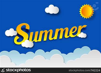 Vector Background Summer in paper art style. Origami style