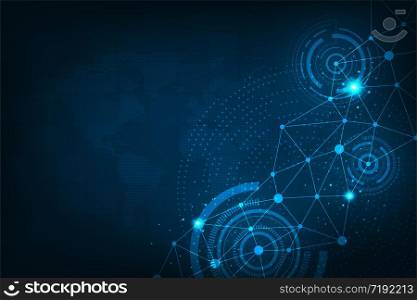 Vector background technology in the concept of data network.
