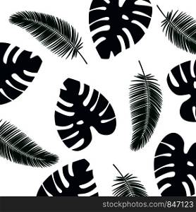 Vector background tropical leaves pattern. Blue and green color