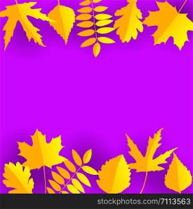 Vector background with autumn leaves in paper cut style