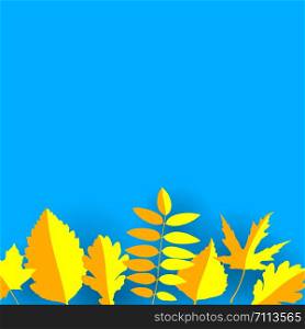 Vector background with autumn leaves in paper cut style