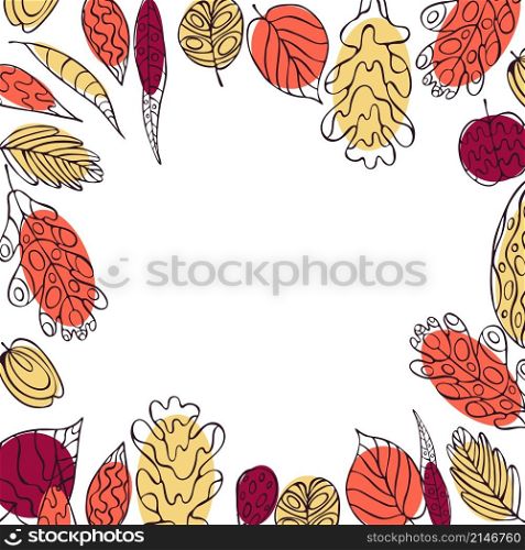Vector background with autumn leaves. Vector illustration. . Vector frame with autumn leaves.