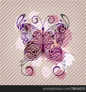 vector background with butterfly, splashes and stripes