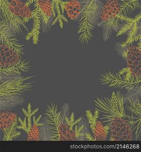 Vector background with Christmas plants. Hand-drawn ilustration.. Christmas plants set.