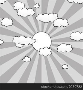 vector background with clouds and sun in the sky