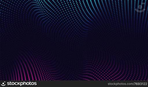 Vector background with color abstract wave dots. Modern science banner halftone effect. Vector background with color abstract wave dots