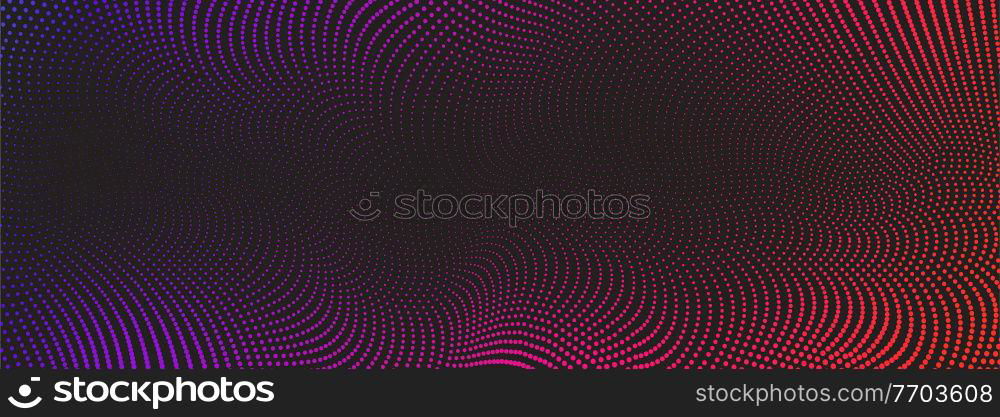 Vector background with color abstract wave dots. Modern science banner halftone effect. Vector background with color abstract wave dots