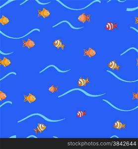 vector background with fish swimming in the sea