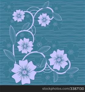 vector background with flowers in blue