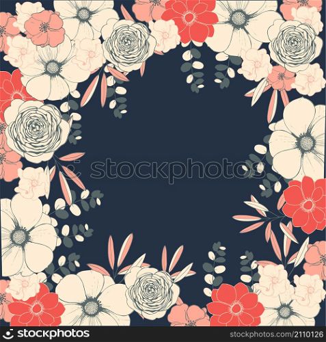 Vector background with flowers. Wedding invitation, greeting card.