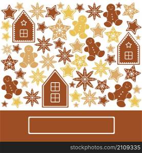 Vector background with ginger cookies.. Background with ginger cookies.