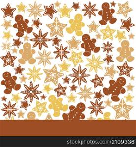 Vector background with ginger cookies.. Background with ginger cookies.