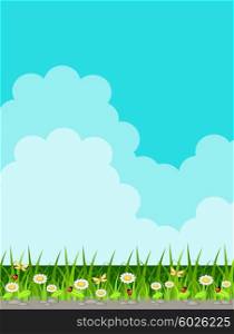 Vector background with grass and sky