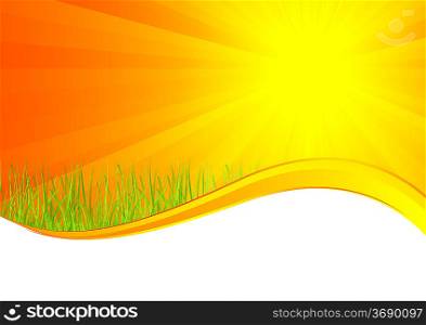 Vector background with grass in orange color