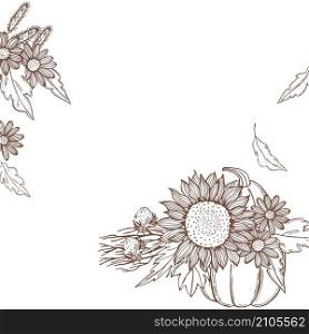 Vector background with hand drawn autumn flowers. Vector background with flowers