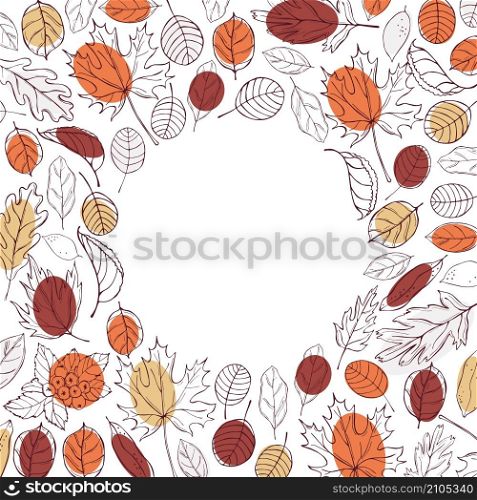 Vector background with hand drawn autumn leaves . Sketch illustration. Vector background with hand drawn autumn leaves. Sketch illustration