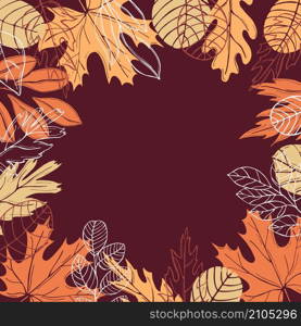 Vector background with hand drawn autumn leaves. Sketch illustration. Vector background with autumn leaves