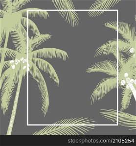 Vector background with hand drawn coconut palm trees. background with coconut palm trees