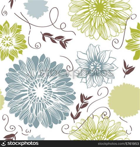 Vector background with hand drawn flowers. (Seamless Pattern)/. Vector background with hand drawn flowers. (Seamless Pattern)